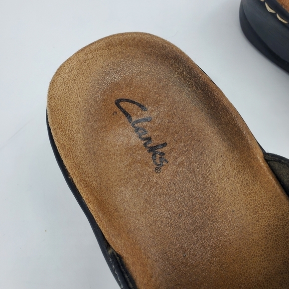 Clarks Shoes Women 7.5 W Sandal Lexi Willow Black 60391 Leather Bendables Slides - Picture 4 of 10